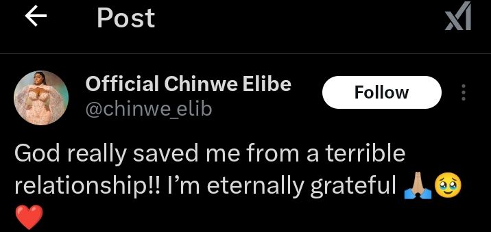 BBNaija's Chinwe hints at breakup with Zion