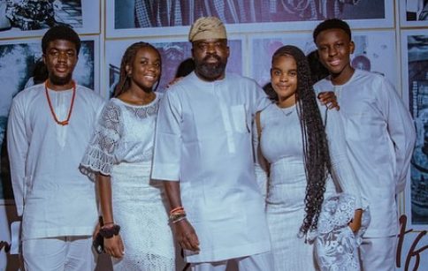 Throwback video of Kunle Afolayan & children