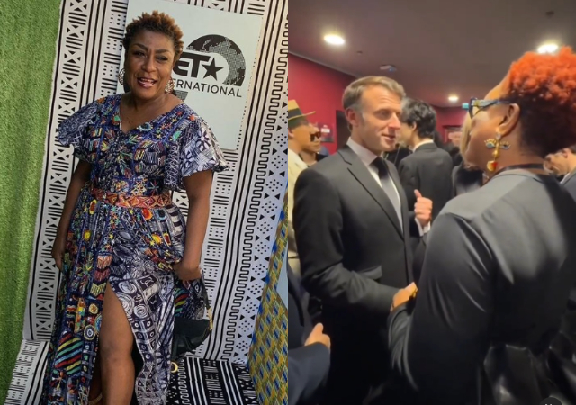 Burna Boy's mum Bose Ogulu, spotted with Emmanuel Macron