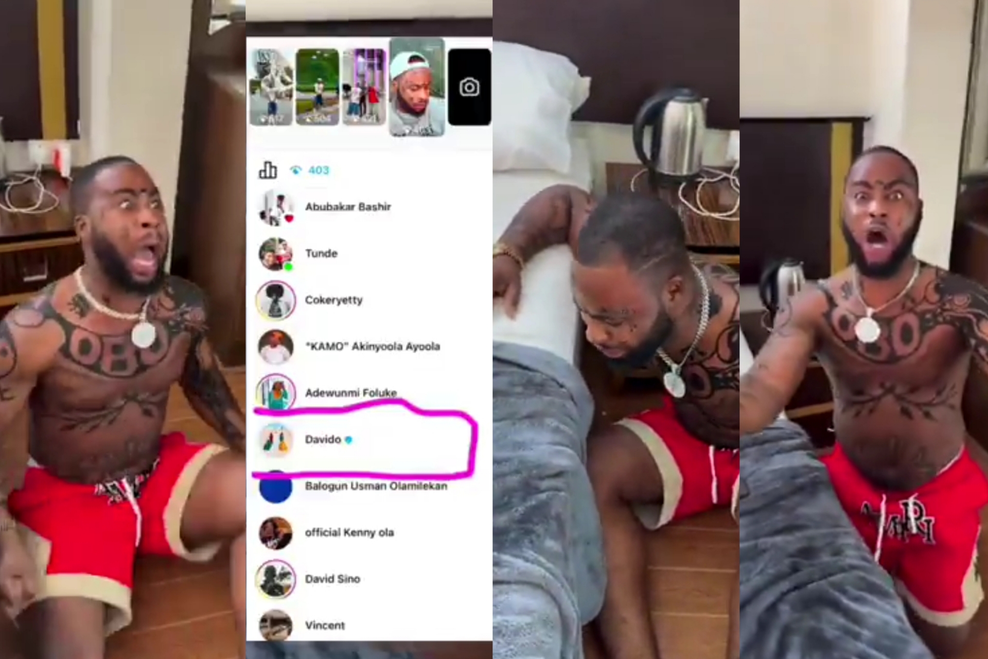 Trinity Guy excited as Davido views his story for the 1st time Skitmaker excited as Davido views his story for the 1st time