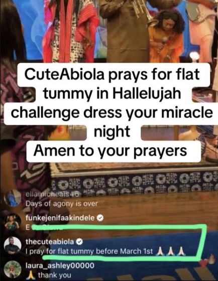 Cute Abiola wishes for flat tummy at Hallelujah challenge
