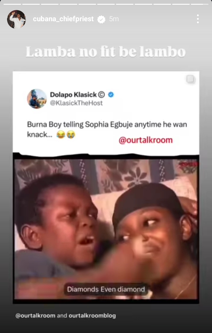 Chief Priest mocks Burna Boy over alleged Lamborghini scam