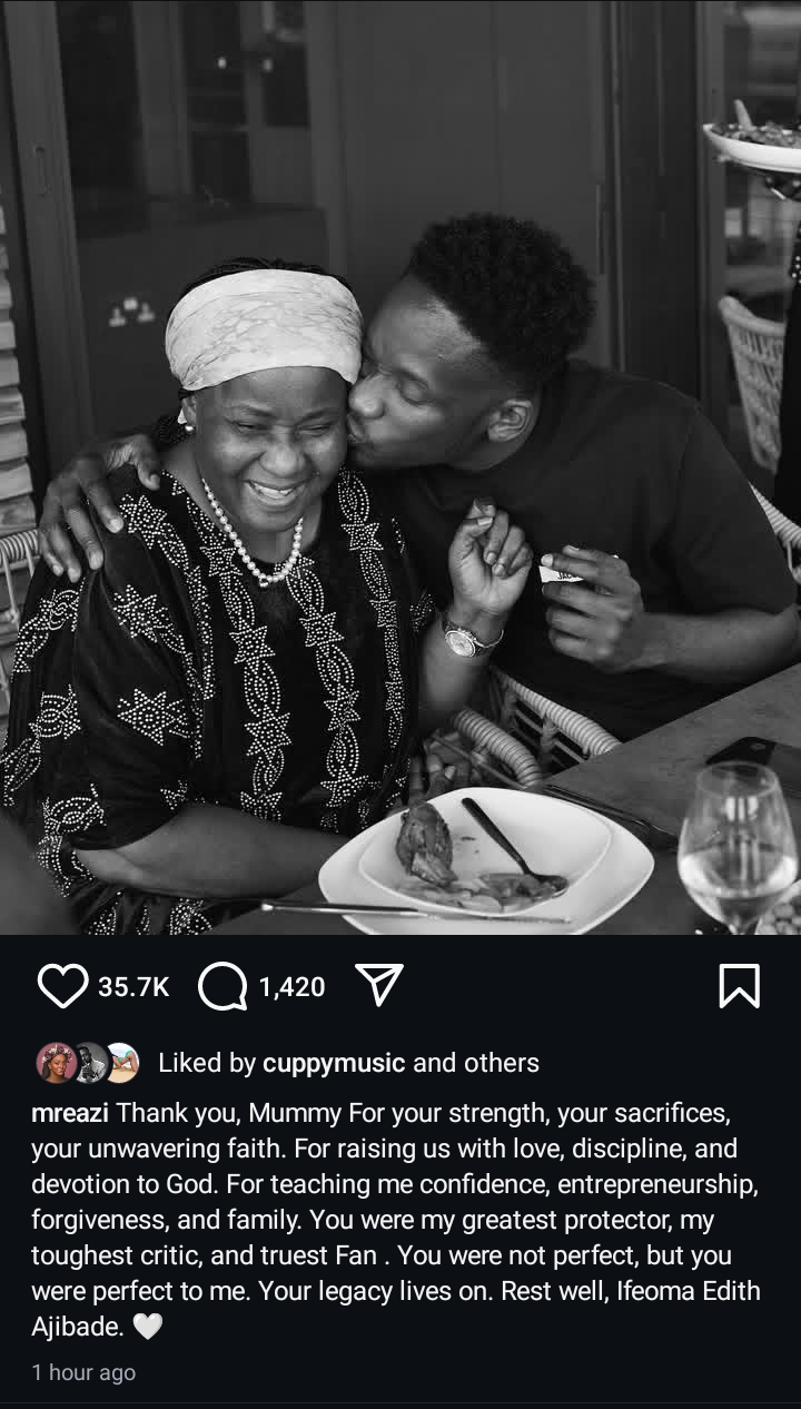 Mr Eazi loses mum