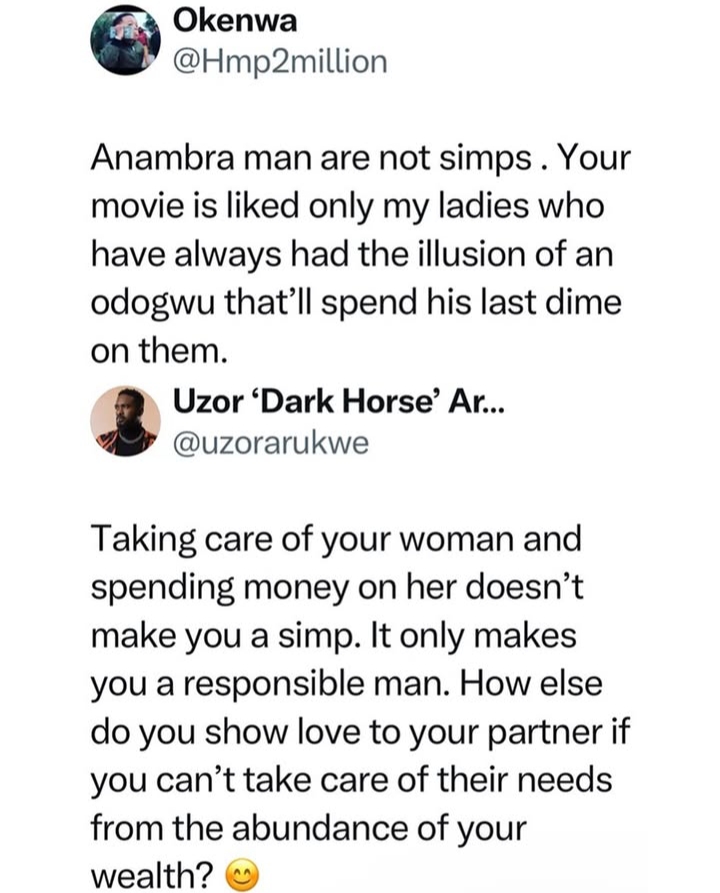 You are not a simp if you spend on your woman - Uzor Arukwe replies fan