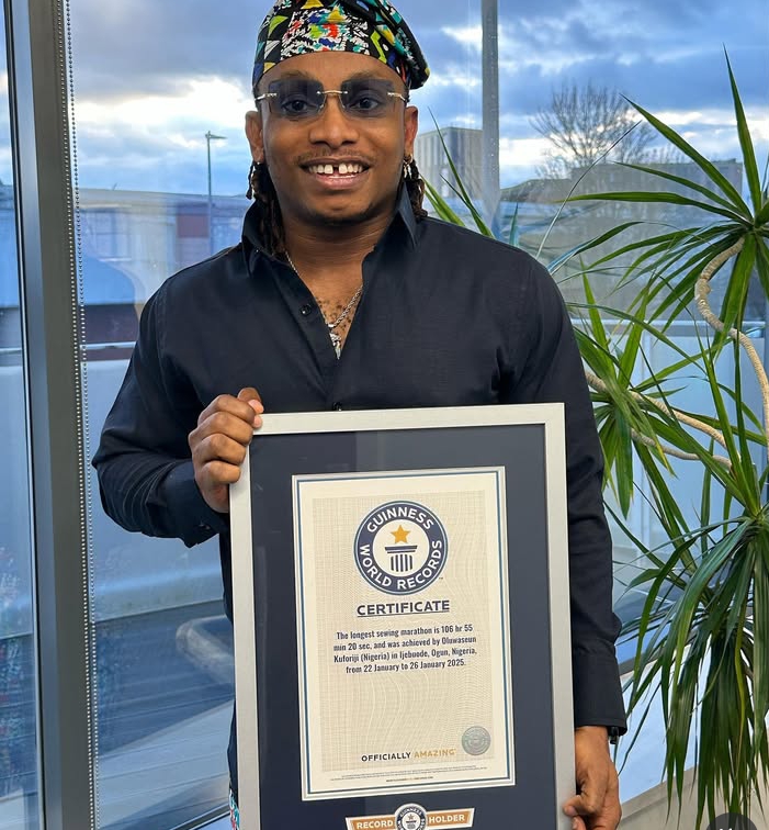 Nigerian Tailor, Kuforiji sets Guinness World Record for longest sewing marathon