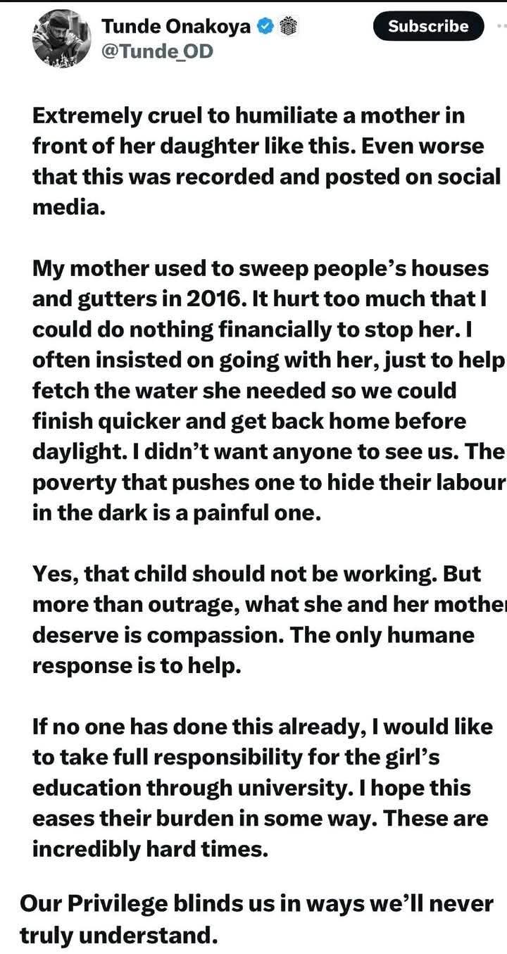 Tunde Onakoya vows to sponsor Education of Girl in Child Labor video