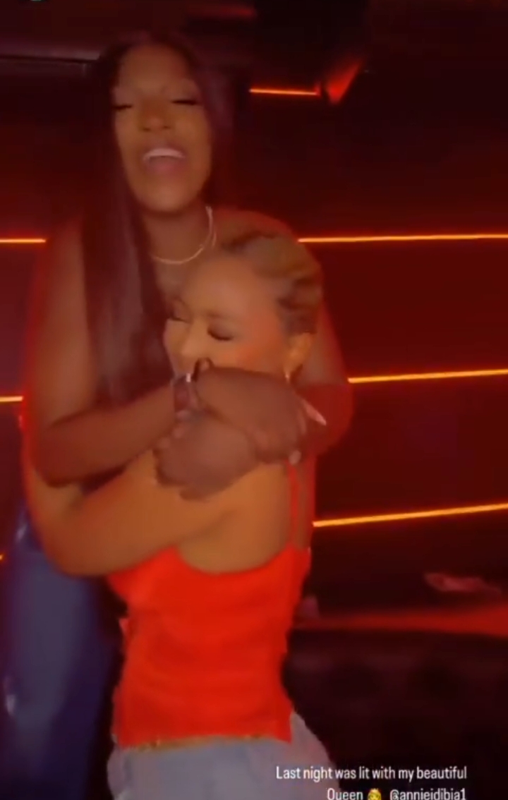 Annie Macaulay and Regina Daniels spotted at a night club Annie Macaulay and Regina Daniels spotted at a night club