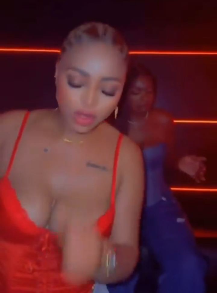 Annie Macaulay and Regina Daniels spotted at a night club