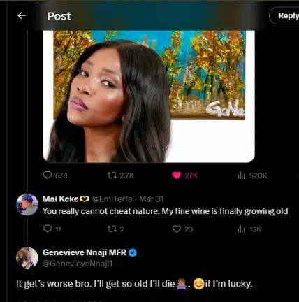 Genevieve Nnaji replies Fan's comment about her aging