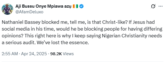 X-user Nathaniel Bassey blocked LAMENTS X-user Nathaniel Bassey blocked LAMENTS