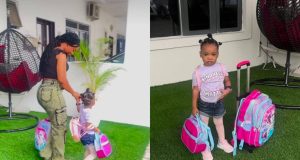 Queen Mercy reacts as daughter begins 1st day at school Queen Mercy reacts as daughter begins 1st day at school