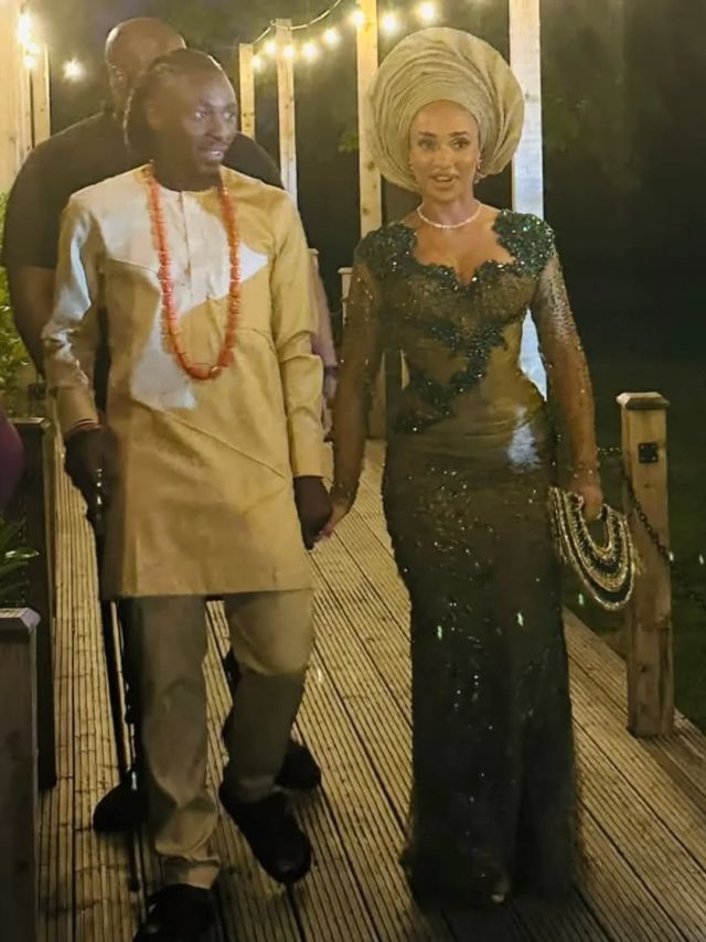 Eberechi Eze traditionally ties the knot with his wife. Eberechi Eze traditionally ties the knot with his wife.