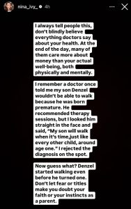 Doctors said my son wouldn’t walk — Nina Ivy