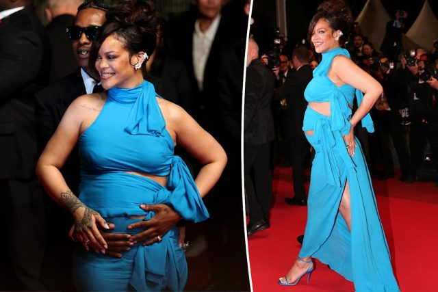 Rihanna shows off her baby bump