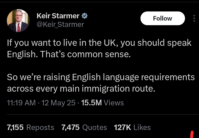 If you want to live in the UK, speak English - Keir Starmer