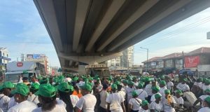 Democracy Day: Protesters assemble at Ikeja underbridge Democracy Day: Protesters assemble at Ikeja underbridge