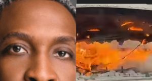 Dare Art Alade’s car caught fire on 3rd Mainland bridge Dare Art Alade's car catches fire at 3rd Mainland bridge