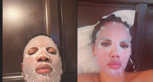 Wizkid and Jada P show off Rice Mask on their faces Wizkid and Jada P shows off Rice Mask on their faces