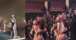 Tiwa Savage reunites with old school teacher at event Tiwa Savage reunites with old school teacher at concert