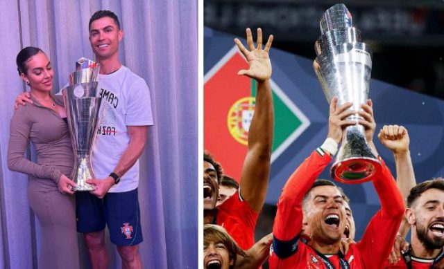 Georgina Rodriguez poses with partner Cristiano Ronaldo's WIN
