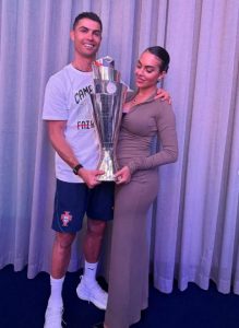Georgina Rodriguez poses with partner Cristiano Ronaldo's WIN
