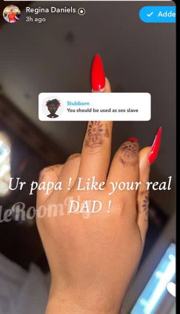 Regina Daniels claps back at fan for suggesting s3x slavery 2 Regina Daniels claps back at fan for suggesting s3x slavery