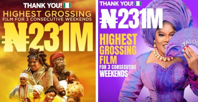 Toyin Abraham's movie hits ₦231M in 21days