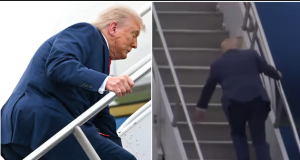 Trump falls on stairs of Air Force One Trump falls on stairs of Air Force One