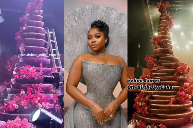 Veekee James stirs mix reactions with her 20-foot-tall birthday cake