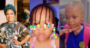 Bidemi Kosoko emotional as she scrapes her daughter’s hair Bidemi Kosoko emotional as she scrapes her daughter’s hair