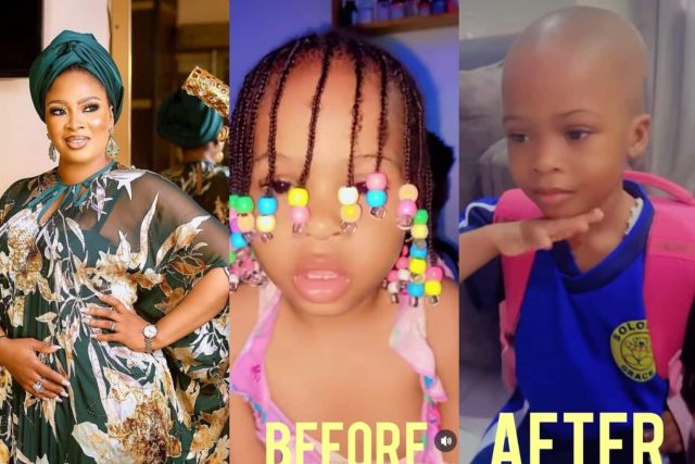 Bidemi Kosoko emotional as she scrapes her daughter’s hair Bidemi Kosoko emotional as she scrapes her daughter’s hair