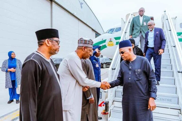 JUST IN: Shettima, Gbajamiala arrive London to return Buhari’s body him