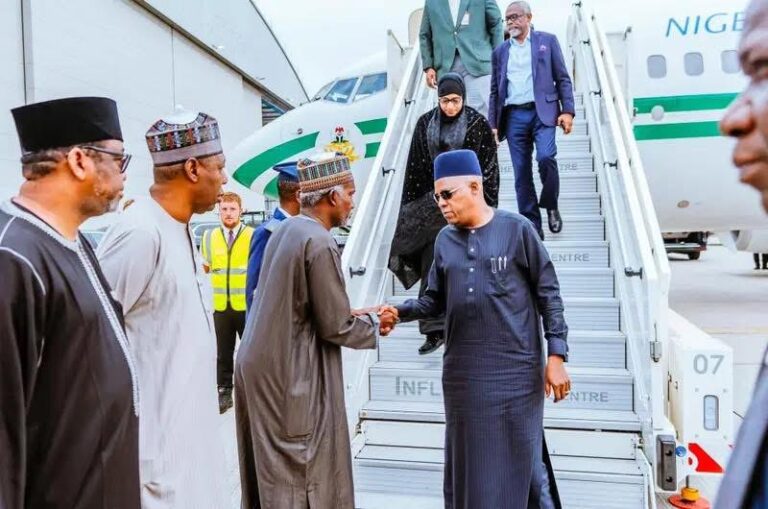JUST IN: Shettima, Gbajamiala arrive London to return Buhari’s body him