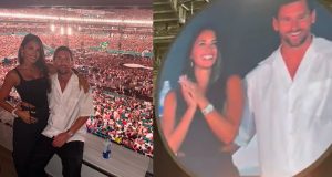 Lionel Messi & wife caught on ‘Kiss Cam’ Lionel Messi & wife caught on 'Kiss Cam'