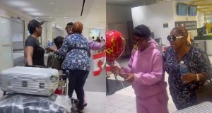 Moment Lola Alao welcomed pregnant Priscilla Ojo to Canada Moment Lola Alao welcomes pregnant Priscilla Ojo to Canada