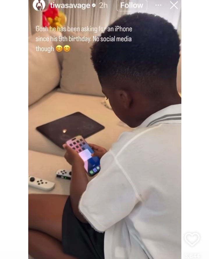 Tiwa Savage gifts son an iPhone on 10th birthday