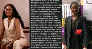 UNIZIK law student d!es after being denied access to insulin over ₦120,000 fee UNIZIK law student d!es after being denied access to insulin over ₦120,000 fee