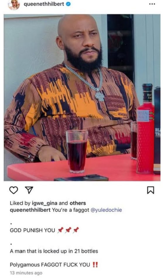Queeneth Hilbert throws barrage of insults at Yul Edochie