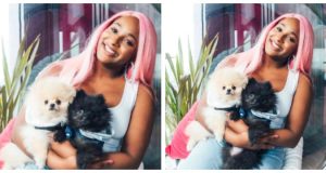 DJ Cuppy shows off the accessories she bought for her dogs