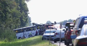 Multiple de.ad as TOUR BUS bus crash in New York TOUR BUS bus crash in New York