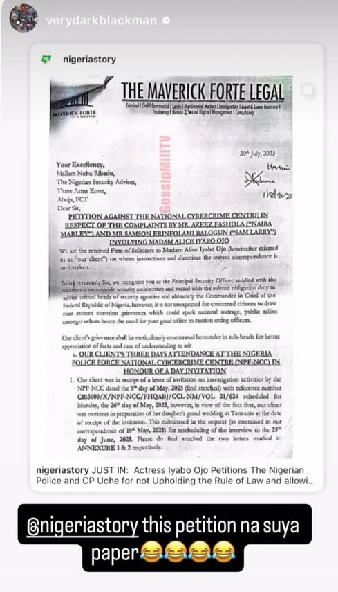 "Suya Paper" - VeryDarkMan reacts to Iyabo Ojo’s petition 2 "Suya Paper" - VeryDarkMan reacts to Iyabo Ojo’s petition