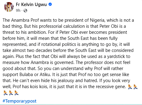 Catholic priest mocks a certain Anambra professor who supports Bulaba against Peter Obi 1 obi 2