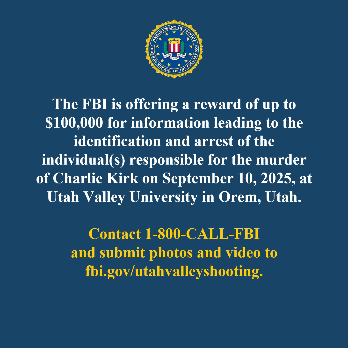 FBI releases images of person of interest in Charlie Kirk shooting