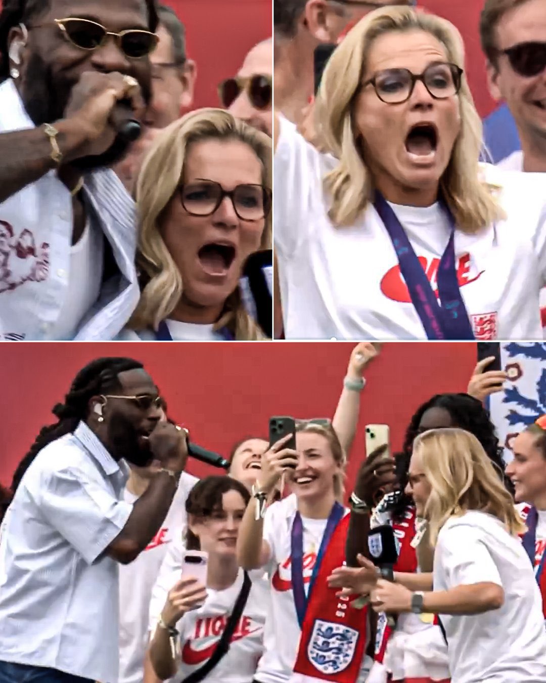 England’s women manager shouts out to Burna Boy during FIFA Ballon d'or