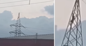 Police rescue man who attempted su!cide on high-tension pole Police rescue man who attempted su!cide on high-tension pole