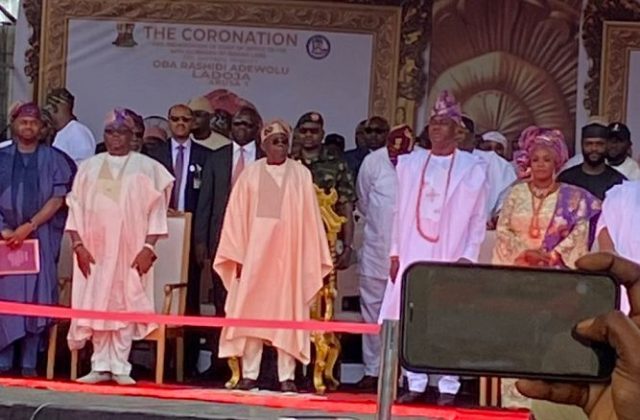 Tinubu arrives coronation of Oba Rashidi Ladoja