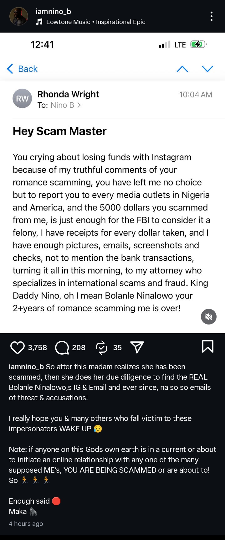 Bolanle Ninalowo warns fans after woman accuses him of romance scam