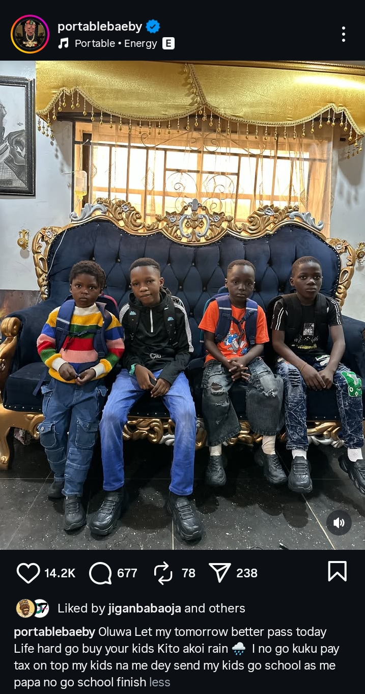 Portable shares picture of all his children as schools resume