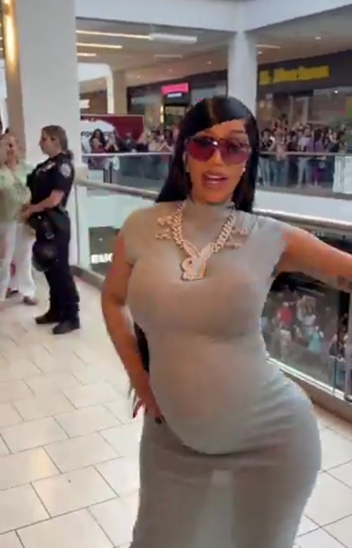 Cardi B flaunts baby bump in new video