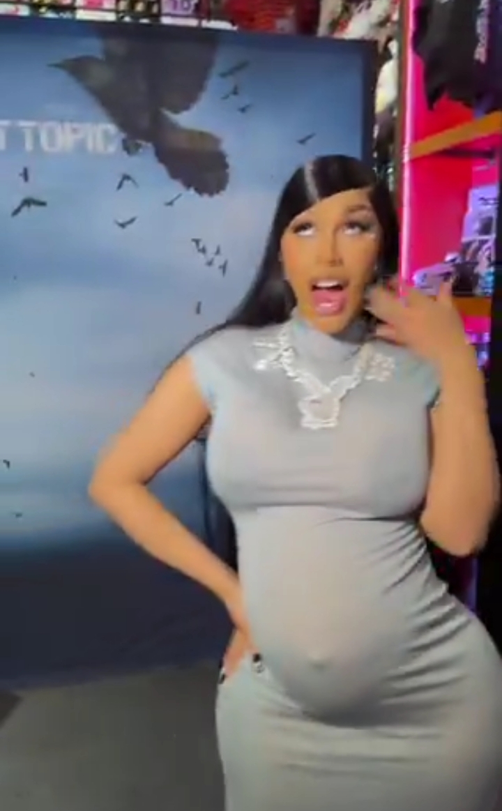Cardi B flaunts baby bump in new video